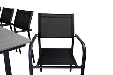 Levels Förlängningsbar Matgrupp Utomhus 160cm + 8 Santorini Utestolar S - Grå/Svart - Utemöbler & utemiljö - Utegrupp - Matgrupp utomhus