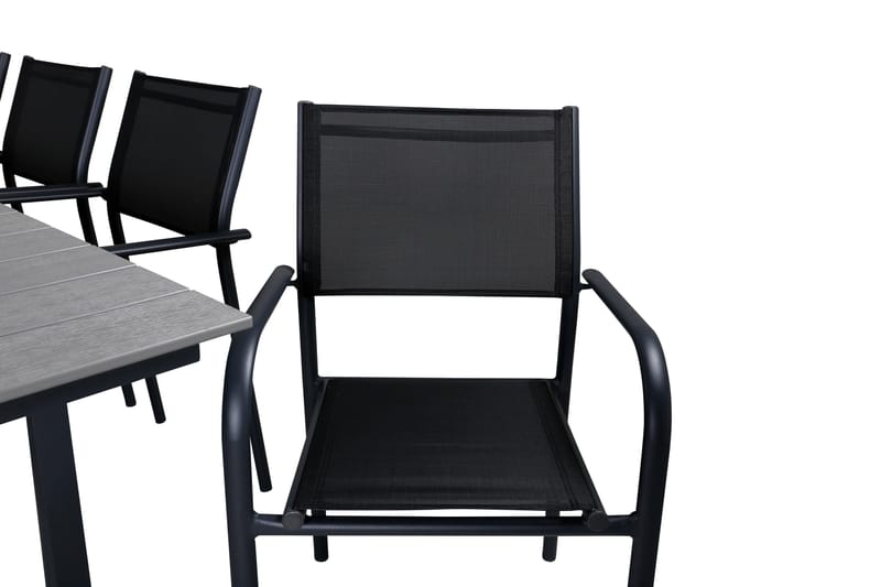 Levels Förlängningsbar Matgrupp Utomhus 160cm + 8 Santorini Utestolar S - Grå/Svart - Utemöbler & utemiljö - Utegrupp - Matgrupp utomhus