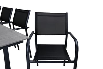 Levels Förlängningsbar Matgrupp Utomhus 160cm + 8 Santorini Utestolar S - Grå/Svart - Utemöbler & utemiljö - Utegrupp - Matgrupp utomhus