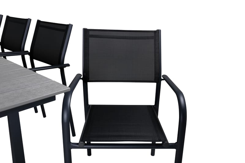 Levels Förlängningsbar Matgrupp Utomhus 160cm + 8 Santorini Utestolar S - Grå/Svart - Utemöbler & utemiljö - Utegrupp - Matgrupp utomhus