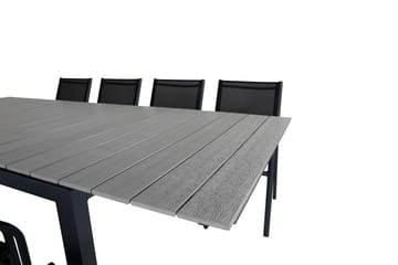 Levels Förlängningsbar Matgrupp Utomhus 160cm + 8 Santorini Utestolar S - Grå/Svart - Utemöbler & utemiljö - Utegrupp - Matgrupp utomhus