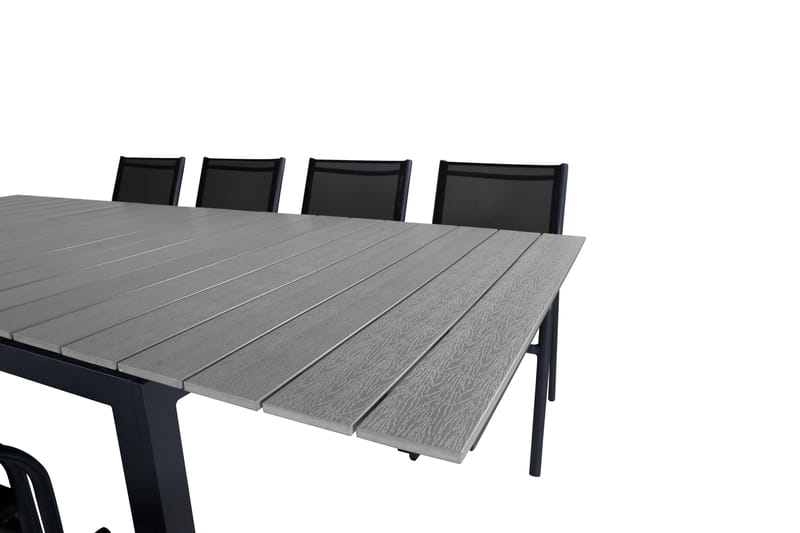 Levels Förlängningsbar Matgrupp Utomhus 160cm + 8 Santorini Utestolar S - Grå/Svart - Utemöbler & utemiljö - Utegrupp - Matgrupp utomhus
