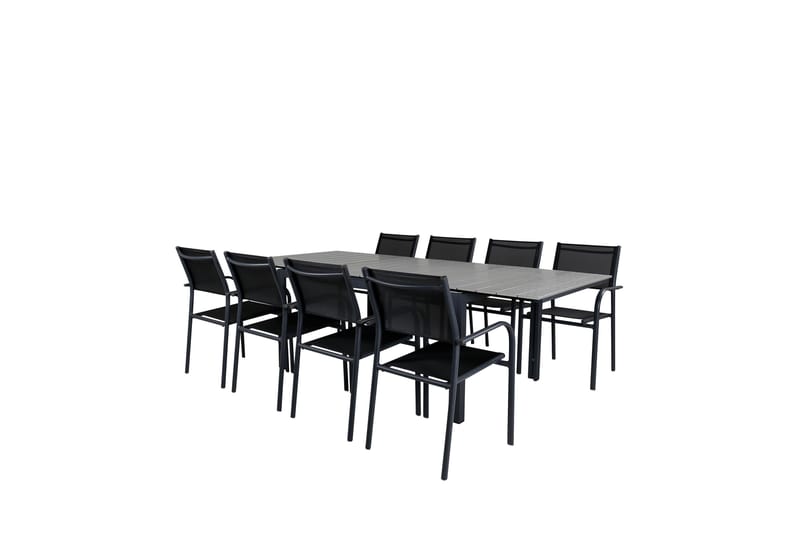 Levels Förlängningsbar Matgrupp Utomhus 160cm + 8 Santorini Utestolar S - Grå/Svart - Utemöbler & utemiljö - Utegrupp - Matgrupp utomhus