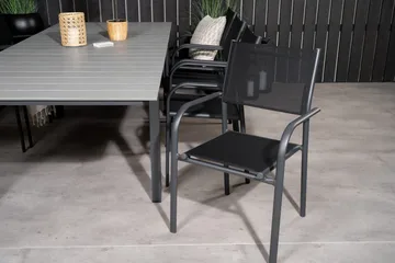 Levels Förlängningsbar Matgrupp Utomhus 160cm + 8 Santorini Utestolar S - Grå/Svart - Utemöbler & utemiljö - Utegrupp - Matgrupp utomhus