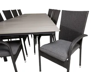 Levels Förlängningsbart Matbord Utomhus 224-324 cm med 10 Anna Karmstol Stapelbar Svart - Utemöbler & utemiljö - Utegrupp - Matgrupp utomhus