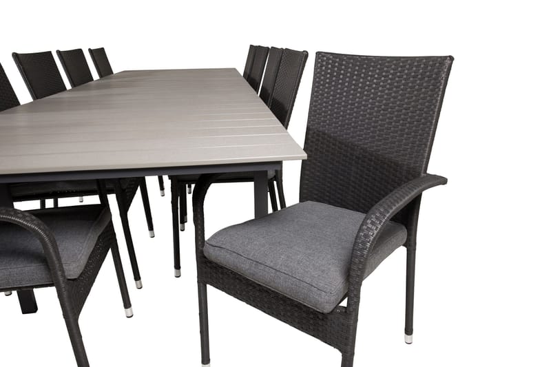 Levels Förlängningsbart Matbord Utomhus 224-324 cm med 10 Anna Karmstol Stapelbar Svart - Utemöbler & utemiljö - Utegrupp - Matgrupp utomhus