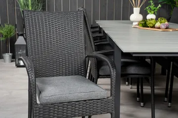 Levels Förlängningsbart Matbord Utomhus 224-324 cm med 10 Anna Karmstol Stapelbar Svart - Utemöbler & utemiljö - Utegrupp - Matgrupp utomhus