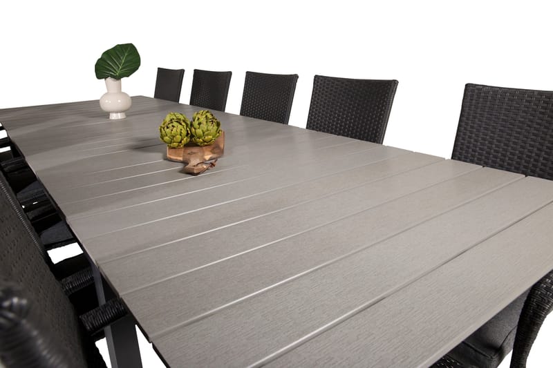 Levels Förlängningsbart Matbord Utomhus 224-324 cm med 10 Anna Karmstol Stapelbar Svart - Utemöbler & utemiljö - Utegrupp - Matgrupp utomhus