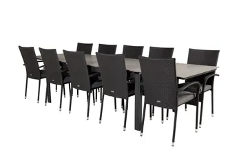 Levels Förlängningsbart Matbord Utomhus 224-324 cm med 10 Anna Karmstol Stapelbar Svart - Utemöbler & utemiljö - Utegrupp - Matgrupp utomhus