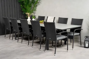 Levels Förlängningsbart Matbord Utomhus 224-324 cm med 10 Anna Karmstol Stapelbar Svart - Utemöbler & utemiljö - Utegrupp - Matgrupp utomhus