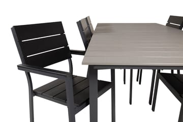 Levels Förlängningsbart Matbord Utomhus 224-324 cm med 6 Levels Stapelstol Svart - Utemöbler & utemiljö - Utegrupp - Matgrupp utomhus