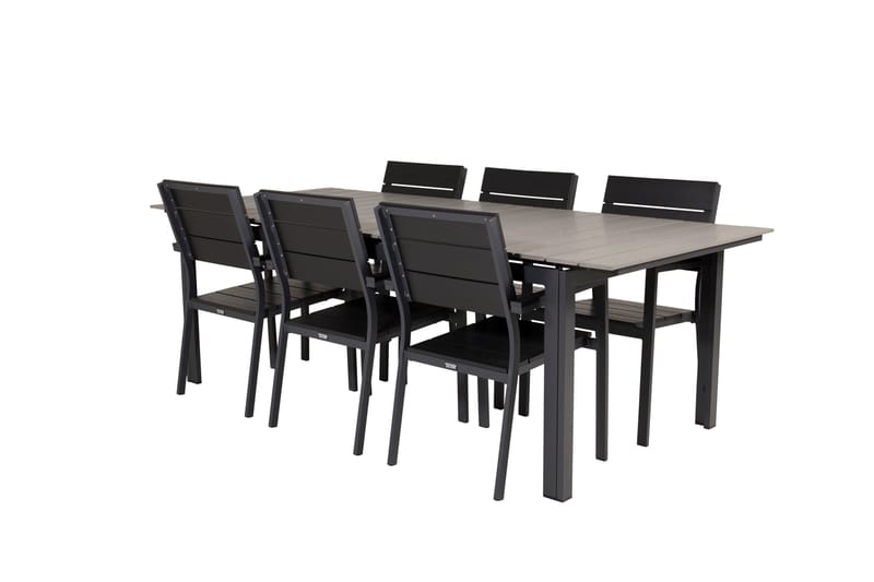 Levels Förlängningsbart Matbord Utomhus 224-324 cm med 6 Levels Stapelstol Svart - Utemöbler & utemiljö - Utegrupp - Matgrupp utomhus