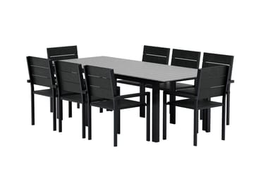 Levels Förlängningsbart Matbord Utomhus 224-324 cm med 8 Levels Stapelstol Svart - Utemöbler & utemiljö - Utegrupp - Matgrupp utomhus