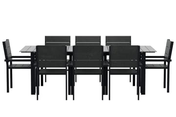Levels Förlängningsbart Matbord Utomhus 224-324 cm med 8 Levels Stapelstol Svart - Utemöbler & utemiljö - Utegrupp - Matgrupp utomhus