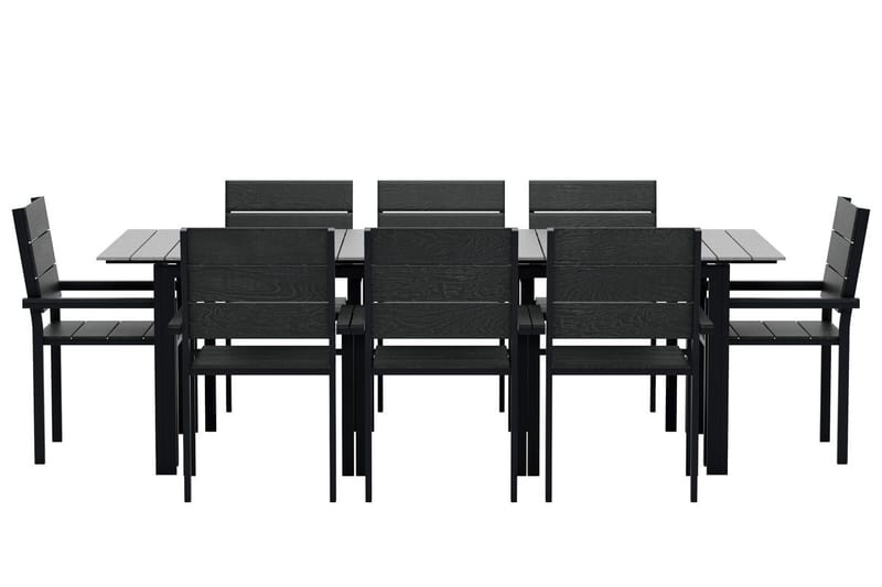 Levels Förlängningsbart Matbord Utomhus 224-324 cm med 8 Levels Stapelstol Svart - Utemöbler & utemiljö - Utegrupp - Matgrupp utomhus