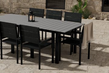 Levels Förlängningsbart Matbord Utomhus 224-324 cm med 8 Levels Stapelstol Svart - Utemöbler & utemiljö - Utegrupp - Matgrupp utomhus