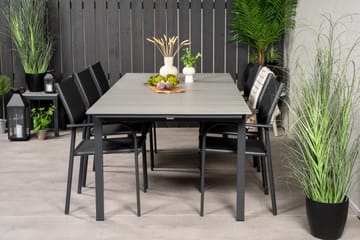 Levels Matgrupp Utomhus 225-325 cm Rektangulär med 6 Santorini Utestolar - Svart - Utemöbler & utemiljö - Utegrupp - Matgrupp utomhus