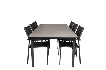 Levels Matgrupp Utomhus 225-325 cm Rektangulär med 6 Santorini Utestolar - Svart - Utemöbler & utemiljö - Utegrupp - Matgrupp utomhus