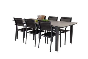 Levels Matgrupp Utomhus 225-325 cm Rektangulär med 6 Santorini Utestolar - Svart - Utemöbler & utemiljö - Utegrupp - Matgrupp utomhus