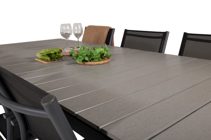 Levels Matgrupp Utomhus 225-325 cm Rektangulär med 6 Santorini Utestolar - Svart - Utemöbler & utemiljö - Utegrupp - Matgrupp utomhus