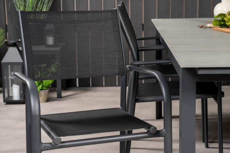 Levels Matgrupp Utomhus 225-325 cm Rektangulär med 6 Santorini Utestolar - Svart - Utemöbler & utemiljö - Utegrupp - Matgrupp utomhus