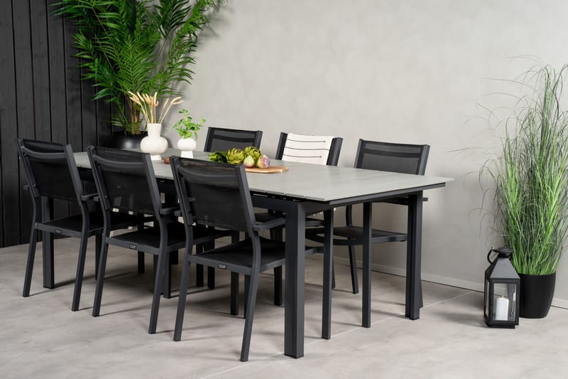 Levels Matgrupp Utomhus 230-310 cm Rektangulär med 6 Copacabana Utestolar - Svart - Utemöbler & utemiljö - Utegrupp - Matgrupp utomhus