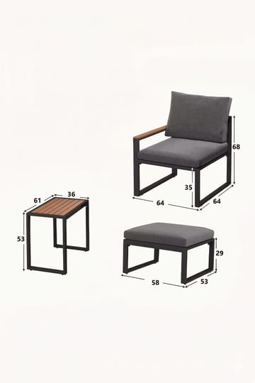 Linto Trädgårdsloungeset 64x68x64 cm - Grå - Utemöbler & utemiljö - Utegrupp - Cafegrupp & cafeset
