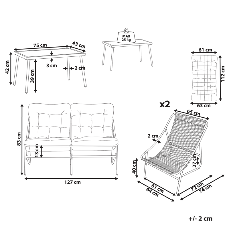 Loungegrupp 4-sits Molveno - Grön - Utemöbler & utemiljö - Utegrupp - Cafegrupp & cafeset