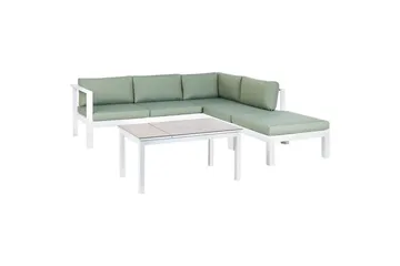 Loungegrupp 5-sits Messina Grön/vit/grå - Grön/vit/grå - Utemöbler & utemiljö - Utegrupp - Soffgrupp utomhus