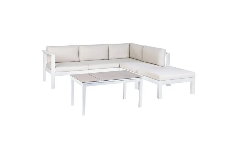 Loungegrupp 5-sits Messina Vit/Grå - Vit/Grå - Utemöbler & utemiljö - Utegrupp - Soffgrupp utomhus