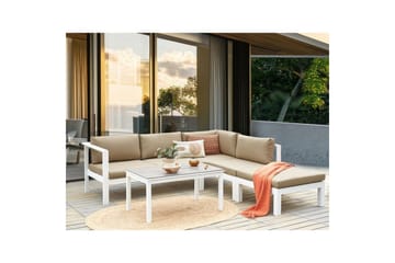 Loungegrupp 5-sits Messina Vit/Grå/Beige - Vit/Grå/Beige - Utemöbler & utemiljö - Utegrupp - Soffgrupp utomhus