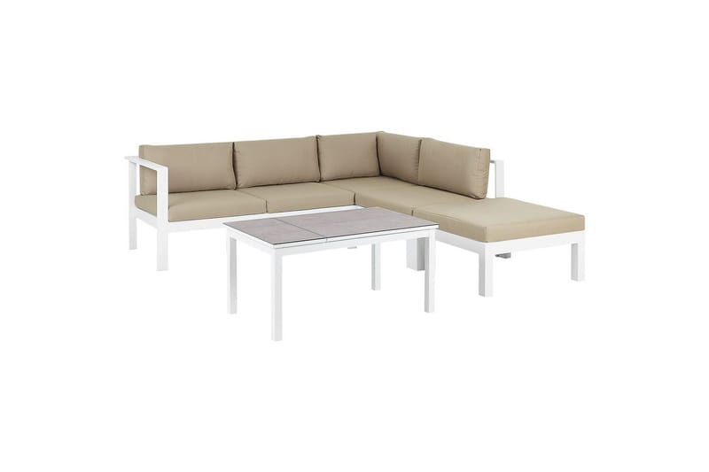 Loungegrupp 5-sits Messina Vit/Grå/Beige - Vit/Grå/Beige - Utemöbler & utemiljö - Utegrupp - Soffgrupp utomhus