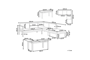 Loungegrupp 5-sits Messina Vit/Grå/Beige - Vit/Grå/Beige - Utemöbler & utemiljö - Utegrupp - Soffgrupp utomhus