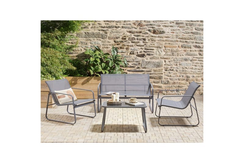 Loungegrupp Barrea Grå - Grå - Utemöbler & utemiljö - Utegrupp - Soffgrupp utomhus