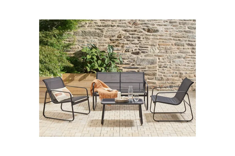 Loungegrupp Barrea Svart - Svart - Utemöbler & utemiljö - Utegrupp - Soffgrupp utomhus