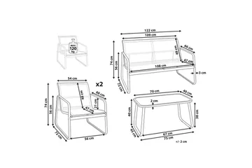 Loungegrupp Barrea Svart - Svart - Utemöbler & utemiljö - Utegrupp - Soffgrupp utomhus