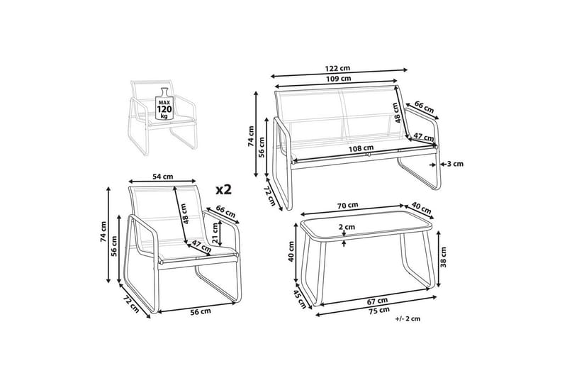 Loungegrupp Barrea Svart - Svart - Utemöbler & utemiljö - Utegrupp - Soffgrupp utomhus