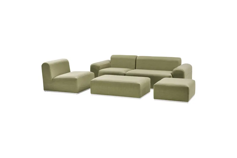 Loungegrupp Battifollo Grön/Vit - Grön/Vit - Utemöbler & utemiljö - Utegrupp - Soffgrupp utomhus