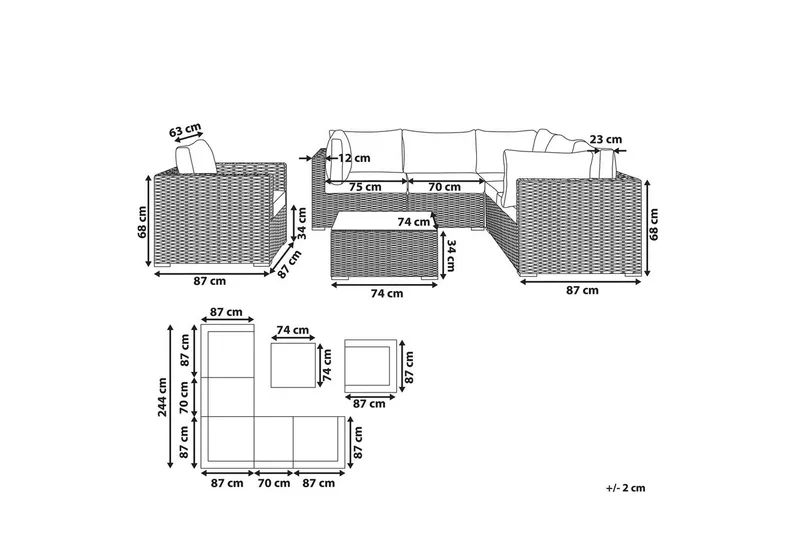 Loungegrupp Contare Grå/beige, Vänstervänd - Grå/beige, Vänstervänd - Utemöbler & utemiljö - Utegrupp - Soffgrupp utomhus