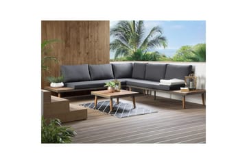 Loungegrupp Corato Grå/mörkt trä/ljust trä - Grå/mörkt trä/ljust trä - Utemöbler & utemiljö - Utegrupp - Soffgrupp utomhus