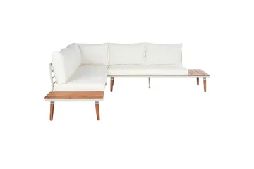 Loungegrupp Corato Vit/ljust trä - Vit/ljust trä - Utemöbler & utemiljö - Utegrupp - Soffgrupp utomhus