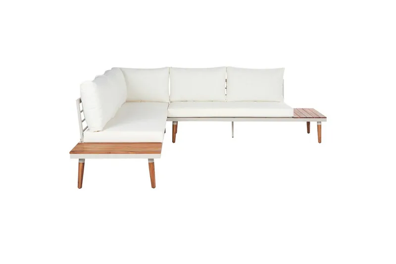 Loungegrupp Corato Vit/ljust trä - Vit/ljust trä - Utemöbler & utemiljö - Utegrupp - Soffgrupp utomhus