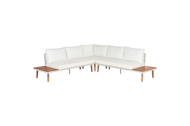 Loungegrupp Corato Vit/ljust trä - Vit/ljust trä - Utemöbler & utemiljö - Utegrupp - Soffgrupp utomhus