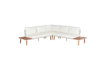 Loungegrupp Corato Vit/ljust trä - Vit/ljust trä - Utemöbler & utemiljö - Utegrupp - Soffgrupp utomhus