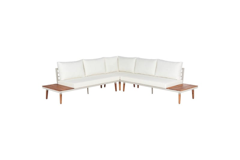 Loungegrupp Corato Vit/ljust trä - Vit/ljust trä - Utemöbler & utemiljö - Utegrupp - Soffgrupp utomhus