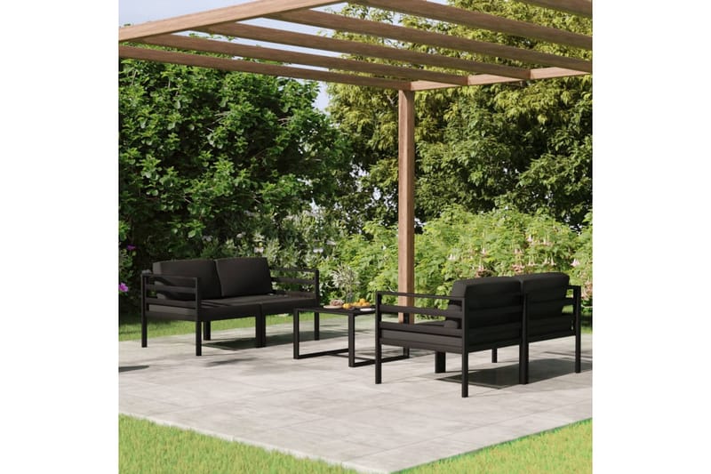 Loungegrupp för trädgården 5delar med dynor aluminium antrac - Antracit - Loungeset & loungegrupp - Soffgrupp utomhus