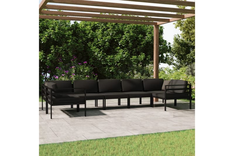 Loungegrupp för trädgården 7 delar med dynor aluminium antra - Antracit - Loungeset & loungegrupp - Soffgrupp utomhus