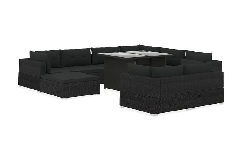 Loungegrupp för trädgården m. dynor 10 delar konstrotting sv - Svart - Loungeset & loungegrupp - Soffgrupp utomhus