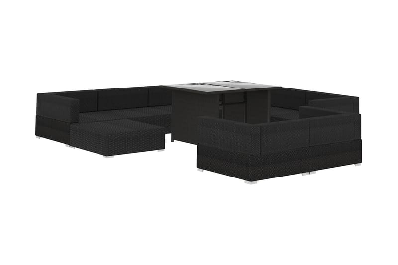 Loungegrupp för trädgården m. dynor 10 delar konstrotting sv - Svart - Loungeset & loungegrupp - Soffgrupp utomhus
