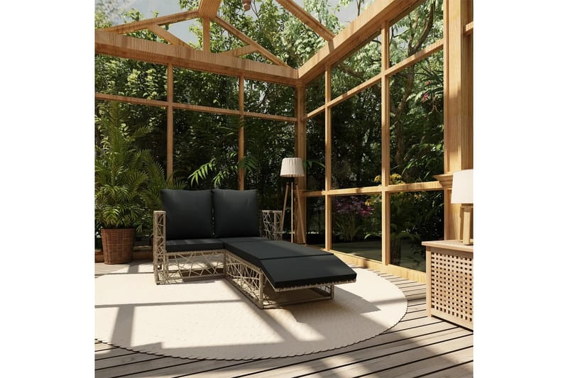 Loungegrupp för trädgården med dynor 2 delar konstrotting gr - Grå - Loungeset & loungegrupp - Soffgrupp utomhus